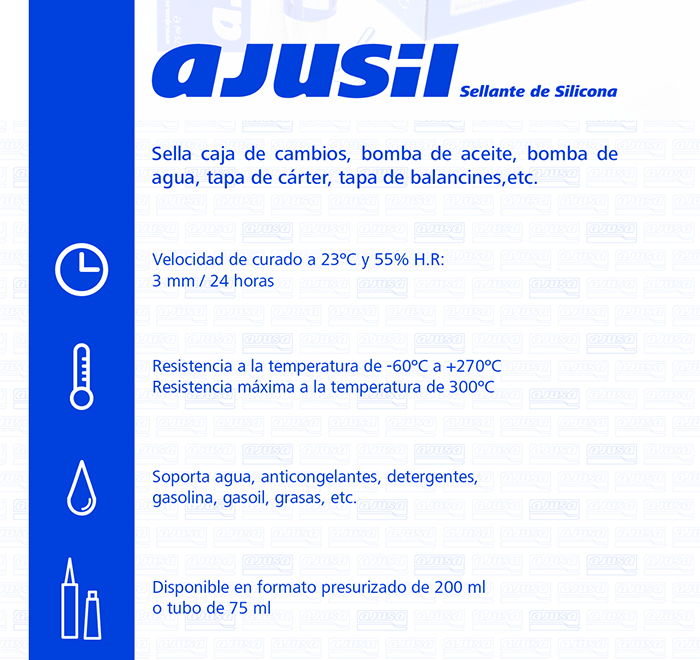  Ajusa 75000200 Ajusil - Fabricante de juntas de silicona y  sellador para bombas de agua, bandejas de aceite, tapas de válvulas y más,  resistente al aceite, gas, agua, anticongelante y grasa;